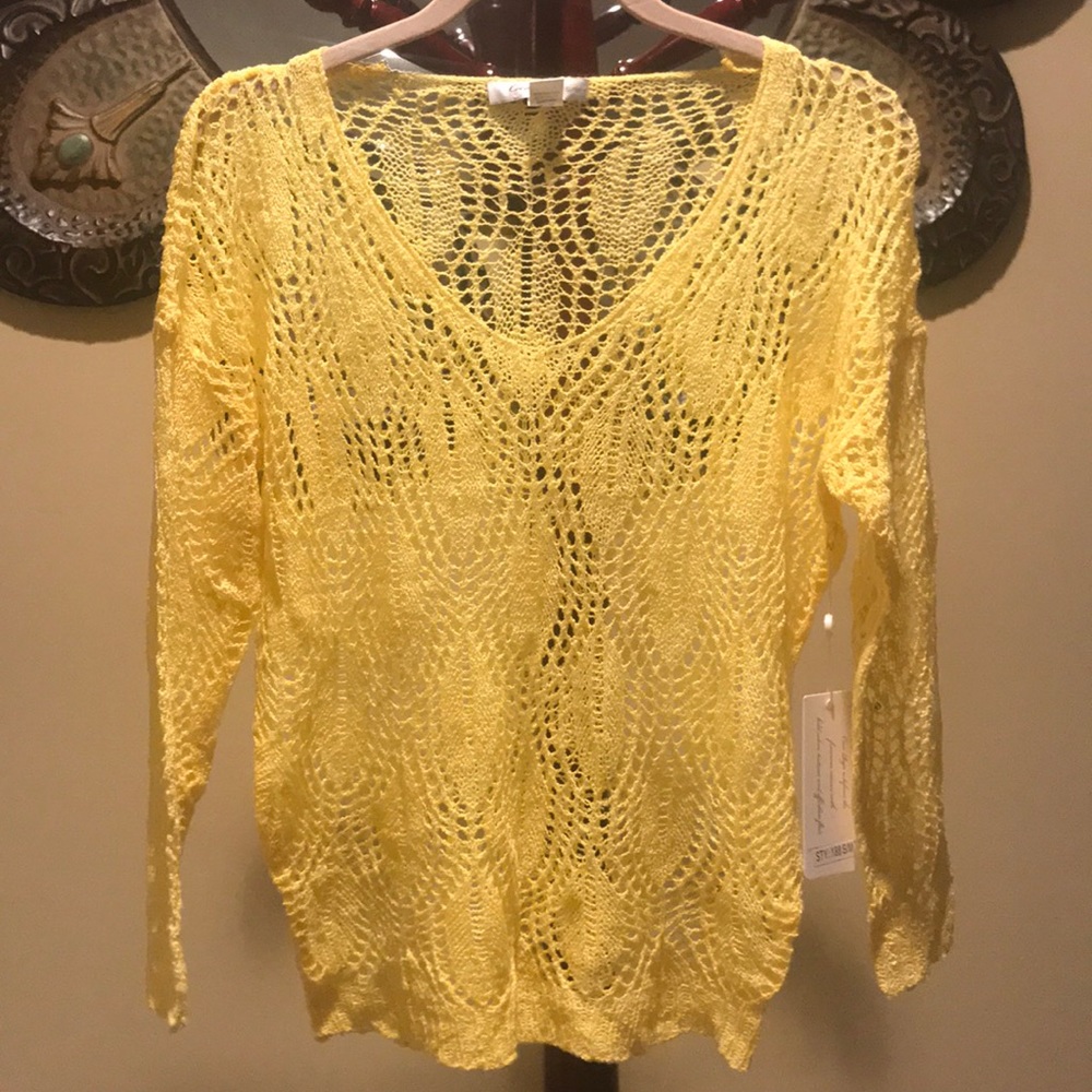 Sunny yellow sweater/ swim cover up